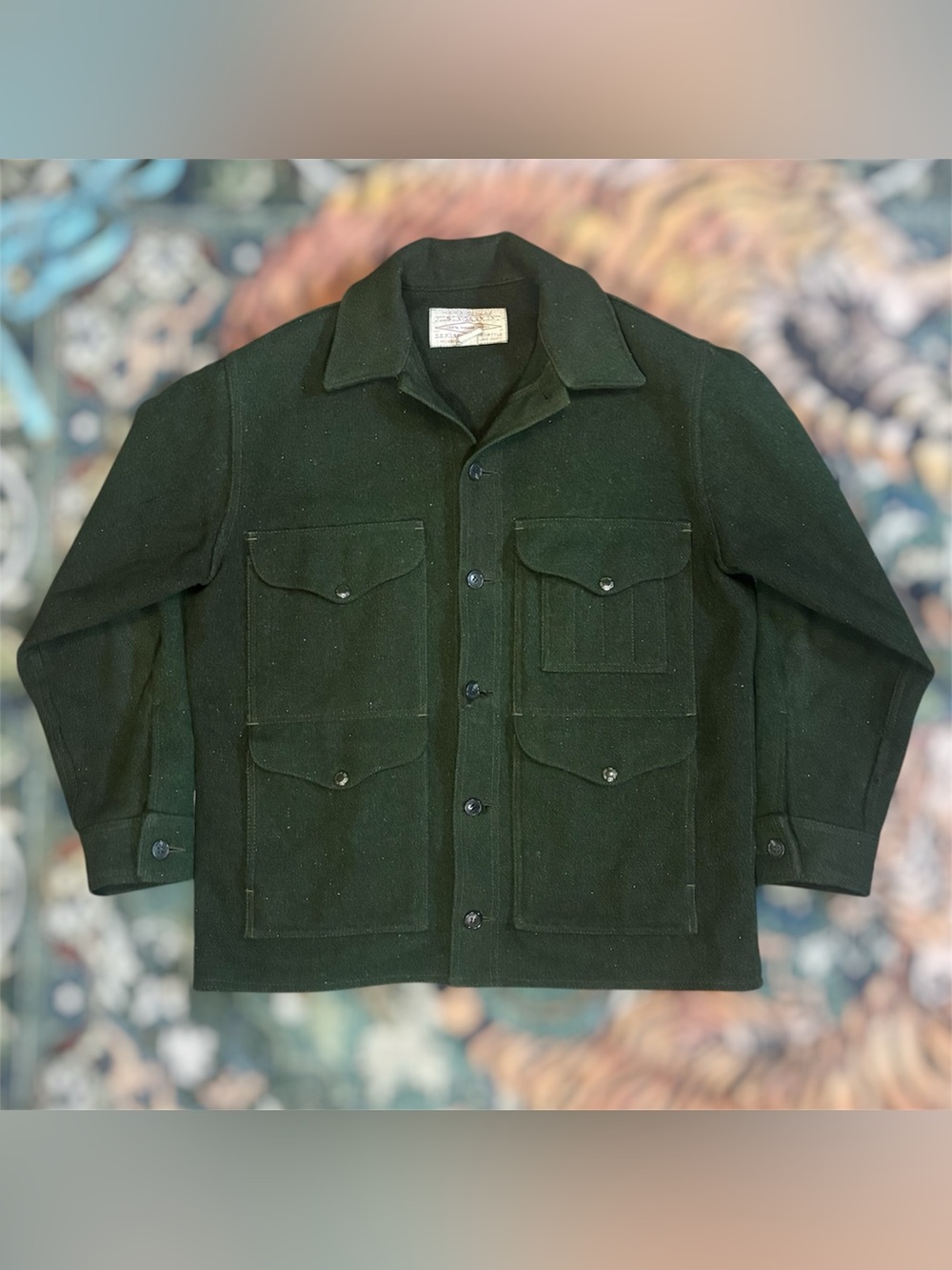 Vintage Filson 100% Wool Cruiser Mackinaw Jacket Green Mens Large USA Made